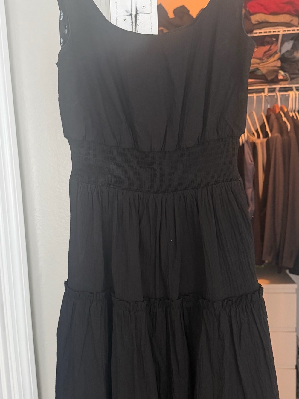 kate spade Black Sleeveless Tiered Midi Dress